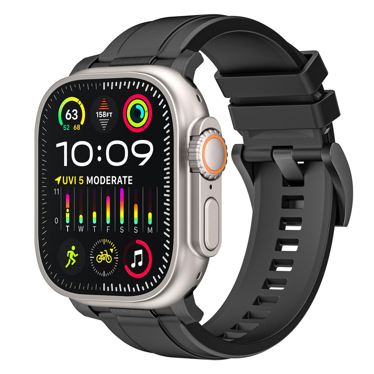iBandGear Soft Silicone Sport Strap for Apple Watch - Black - Black