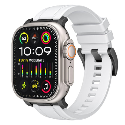 iBandGear Soft Silicone Sport Strap for Apple Watch - White - Black