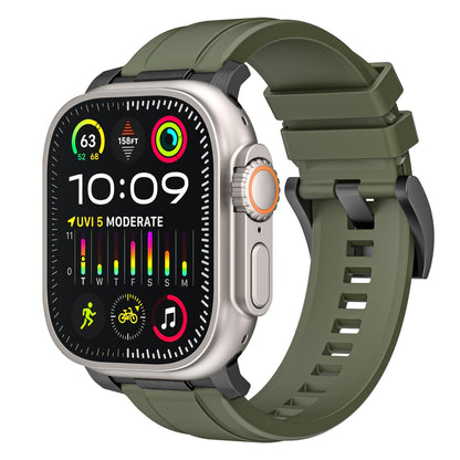 iBandGear Soft Silicone Sport Strap for Apple Watch - Army Green - Black
