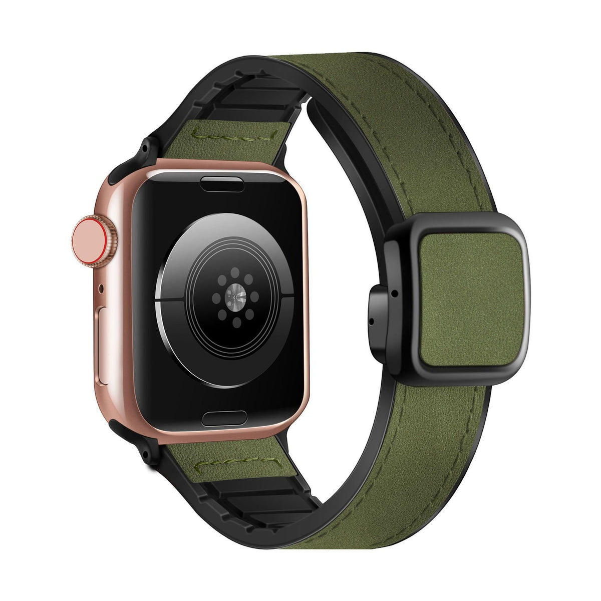 iBandGear Square Magnetic Leather Touch Silicone Band for Apple Watch - Green