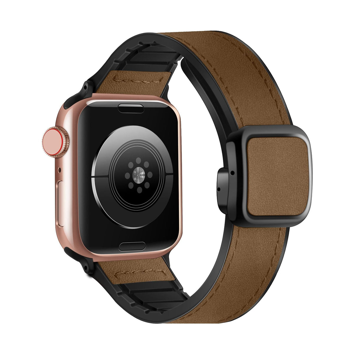 iBandGear Square Magnetic Leather Touch Silicone Band for Apple Watch - Dark Brown