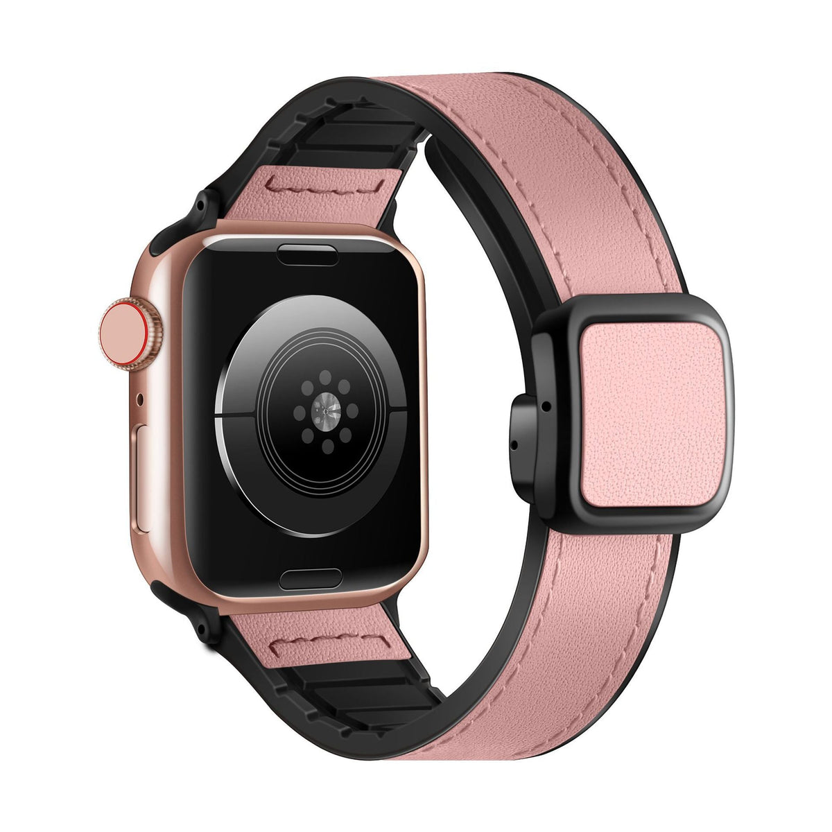 iBandGear Square Magnetic Leather Touch Silicone Band for Apple Watch - Pink