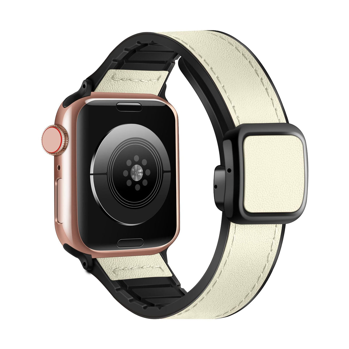 iBandGear Square Magnetic Leather Touch Silicone Band for Apple Watch - Beige