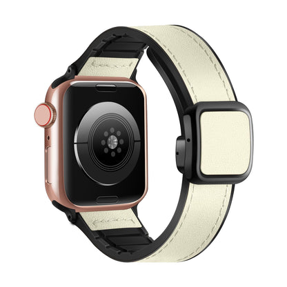 iBandGear Square Magnetic Leather Touch Silicone Band for Apple Watch - Beige