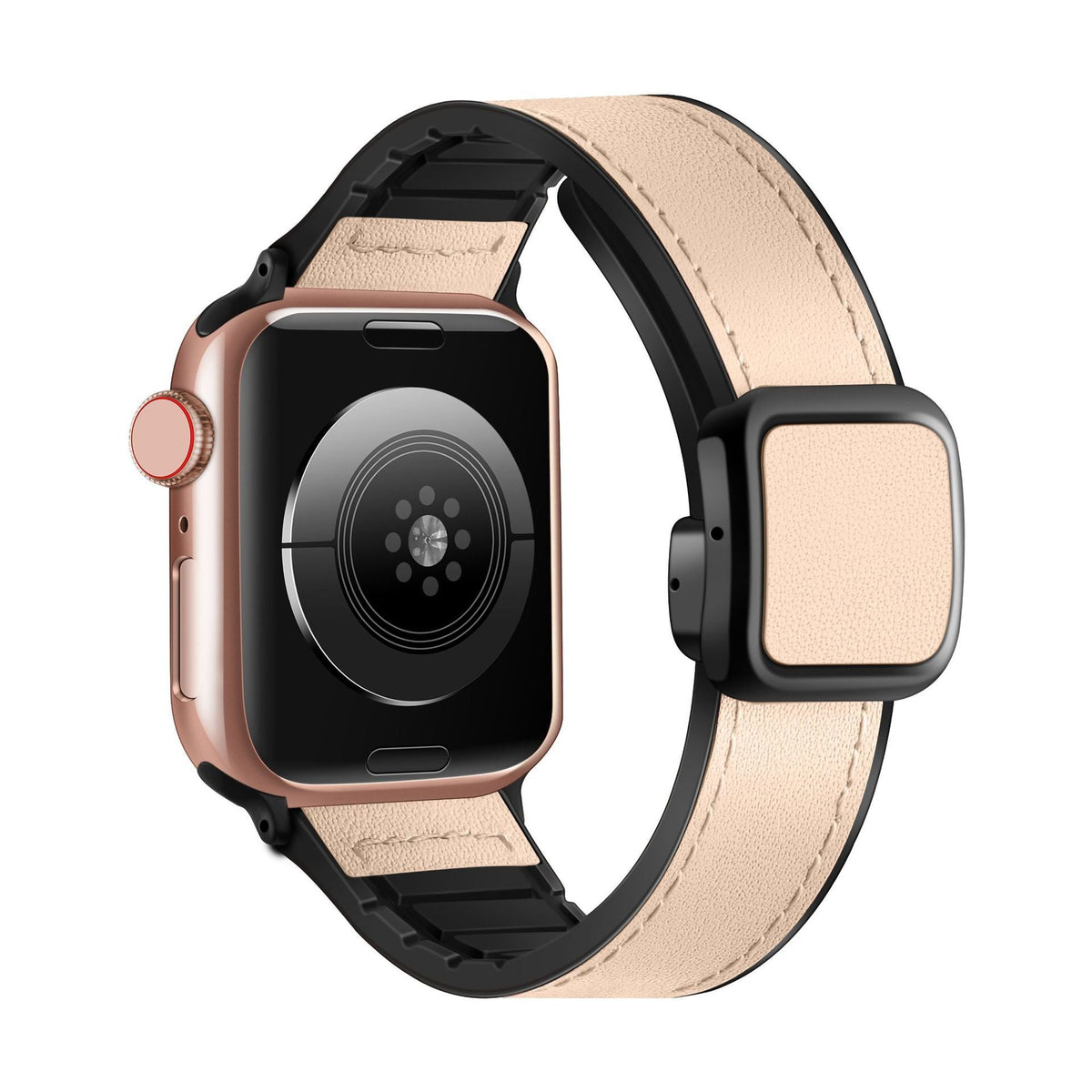 iBandGear Square Magnetic Leather Touch Silicone Band for Apple Watch - Apricot