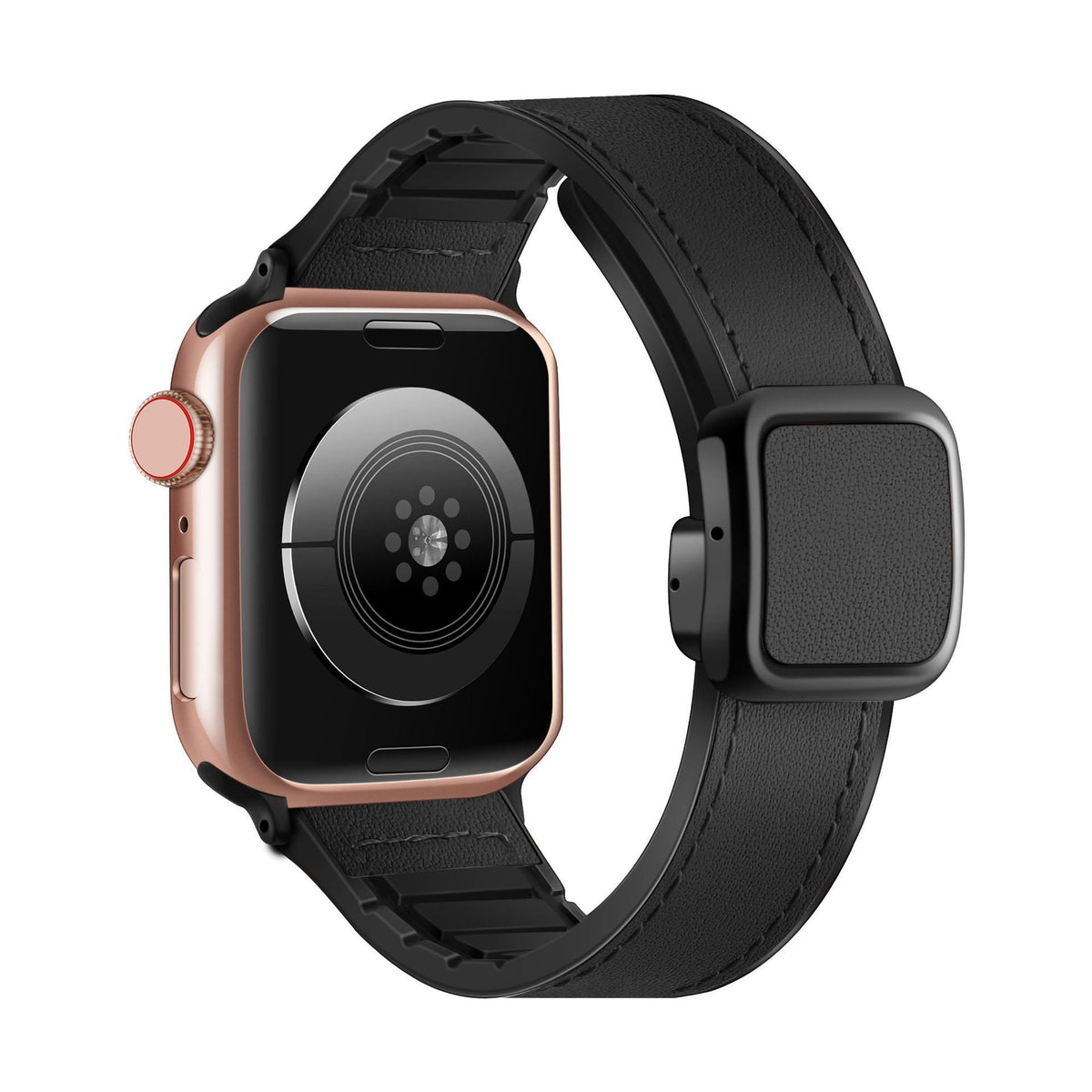 iBandGear Square Magnetic Leather Touch Silicone Band for Apple Watch - Black
