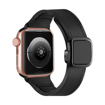 iBandGear Square Magnetic Leather Touch Silicone Band for Apple Watch - Black