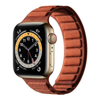 iBandGear Square Magnetic Suede Band for Apple Watch – Premium Minimalist Style - Yellow Brown