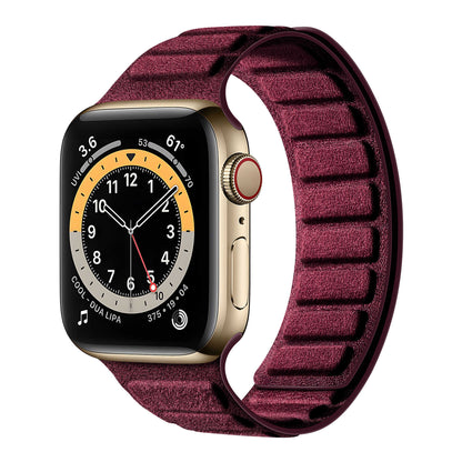 iBandGear Square Magnetic Suede Band for Apple Watch – Premium Minimalist Style - Burgundy