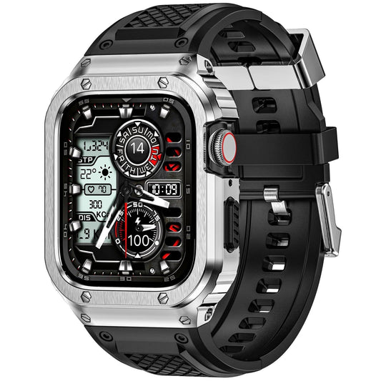 iBandGear Stainless Steel Armor Case with Silicone Band for Apple Watch - Silver