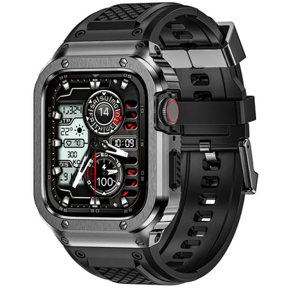 iBandGear Stainless Steel Armor Case with Silicone Band for Apple Watch - Black-Grey