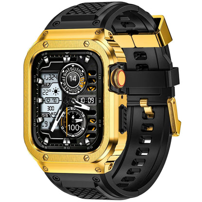 iBandGear Stainless Steel Armor Case with Silicone Band for Apple Watch - Gold