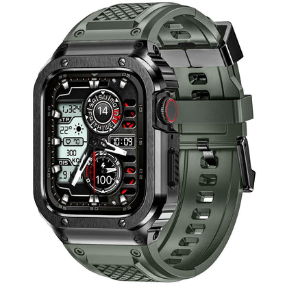 iBandGear Stainless Steel Armor Case with Silicone Band for Apple Watch - Army Green