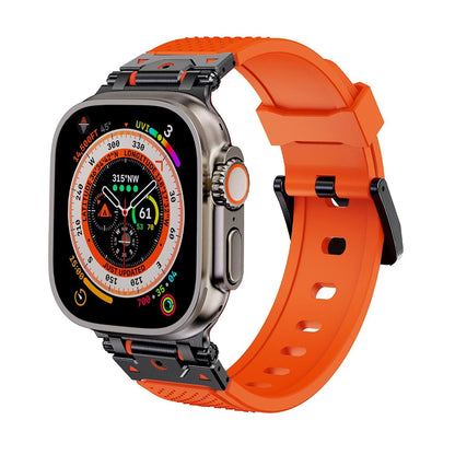 iBandGear Stainless Steel Connector TPU Band for Apple Watch - Black–Orange