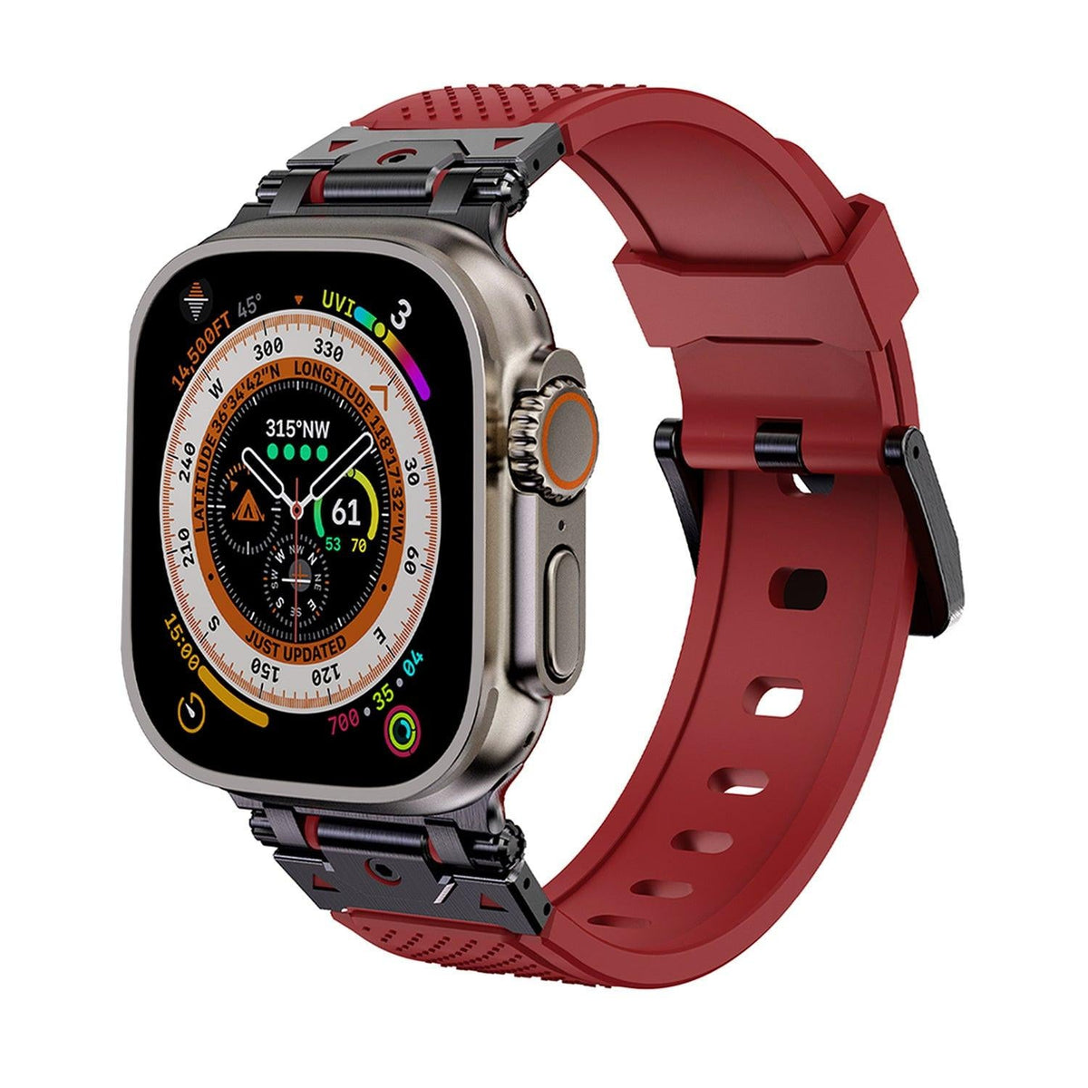 iBandGear Stainless Steel Connector TPU Band for Apple Watch - Black–Red