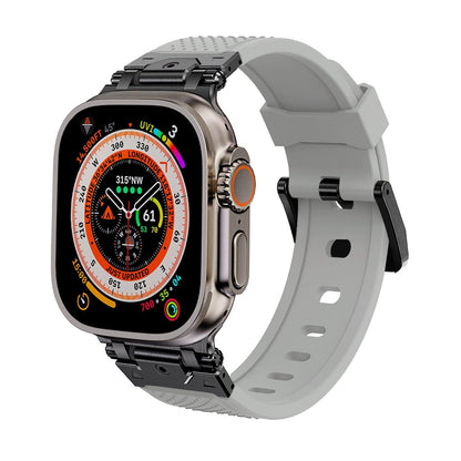 iBandGear Stainless Steel Connector TPU Band for Apple Watch - Black–Gray