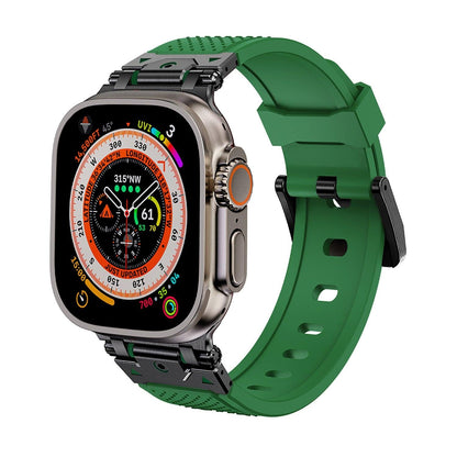 iBandGear Stainless Steel Connector TPU Band for Apple Watch - Black–Green