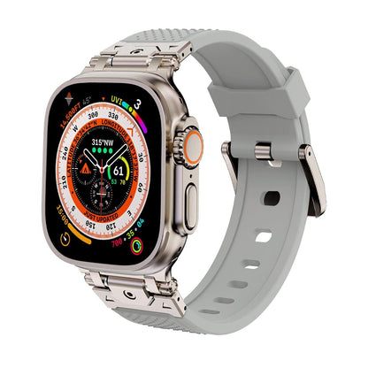 iBandGear Stainless Steel Connector TPU Band for Apple Watch - Titanium–Gray