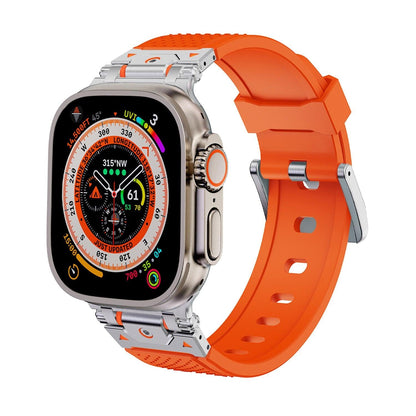 iBandGear Stainless Steel Connector TPU Band for Apple Watch - Silver–Orange