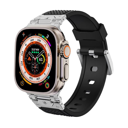 iBandGear Stainless Steel Connector TPU Band for Apple Watch - Silver–Black