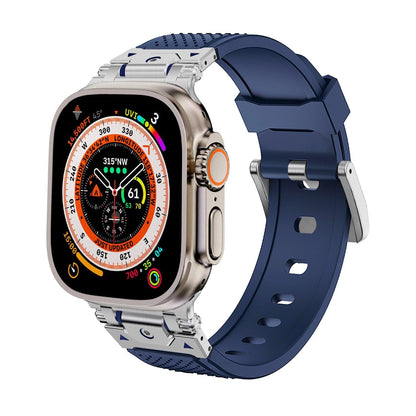 iBandGear Stainless Steel Connector TPU Band for Apple Watch - Silver–Blue