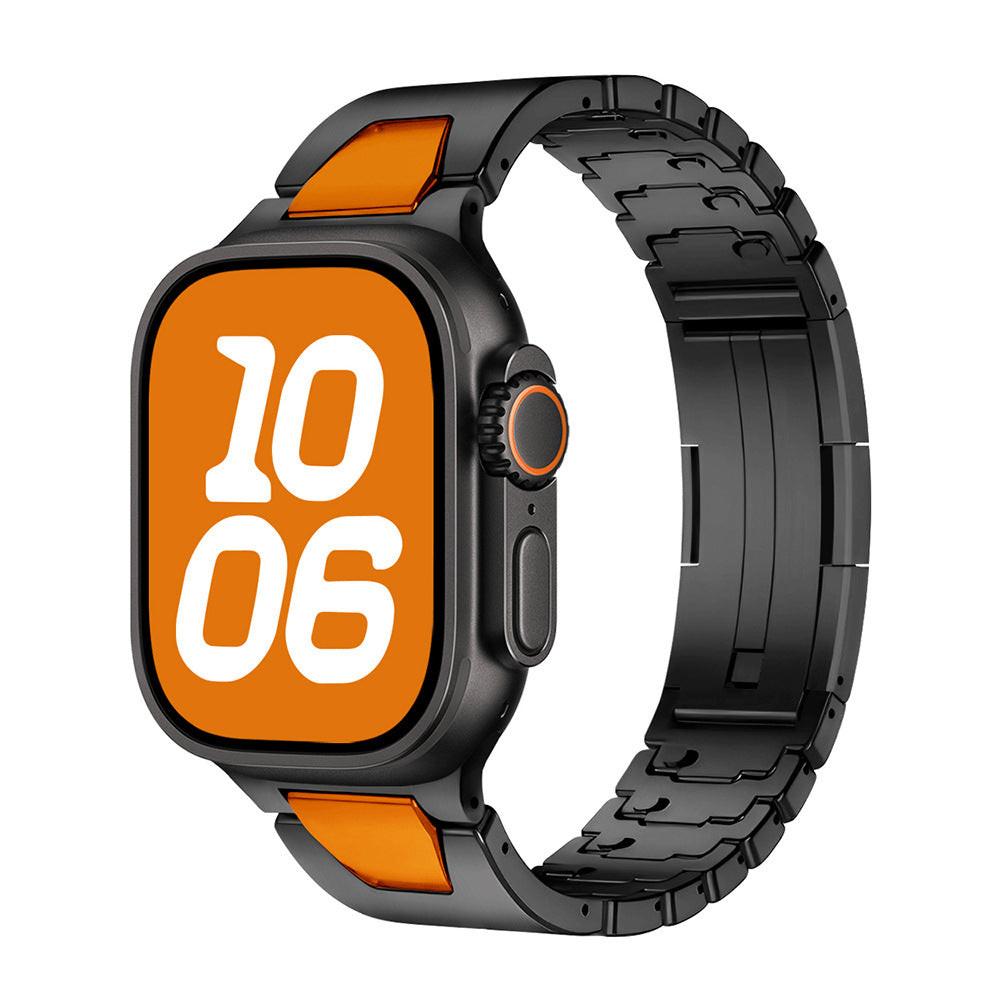 iBandGear Stainless Steel Quick-Release Band for Apple Watch - Black  Orange