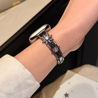 Black Starburst Crystal Apple Watch bracelet band worn on the wrist