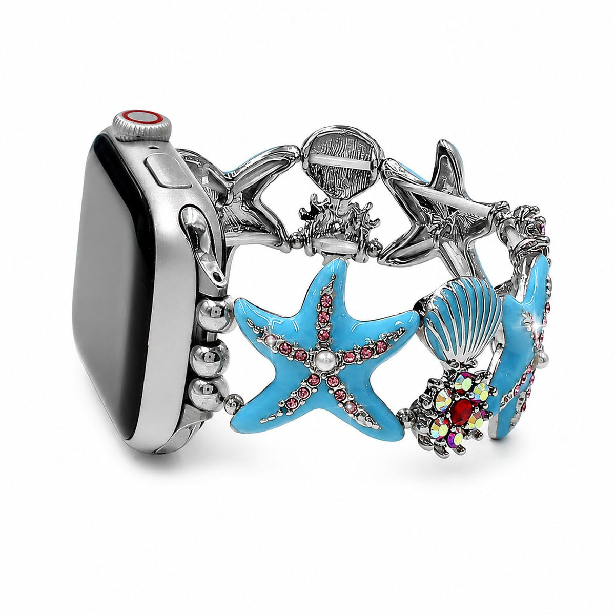 iBandGear Starfish Rhinestone Elastic Cord Band for Apple Watch - Blue