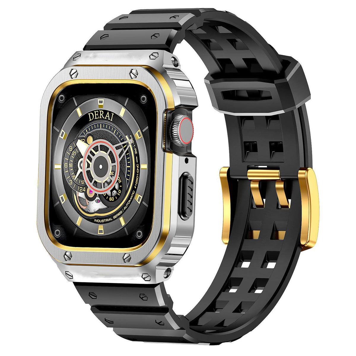 iBandGear SteelGuard Square Case with TPU Band for Apple Watch - Silver-Gold