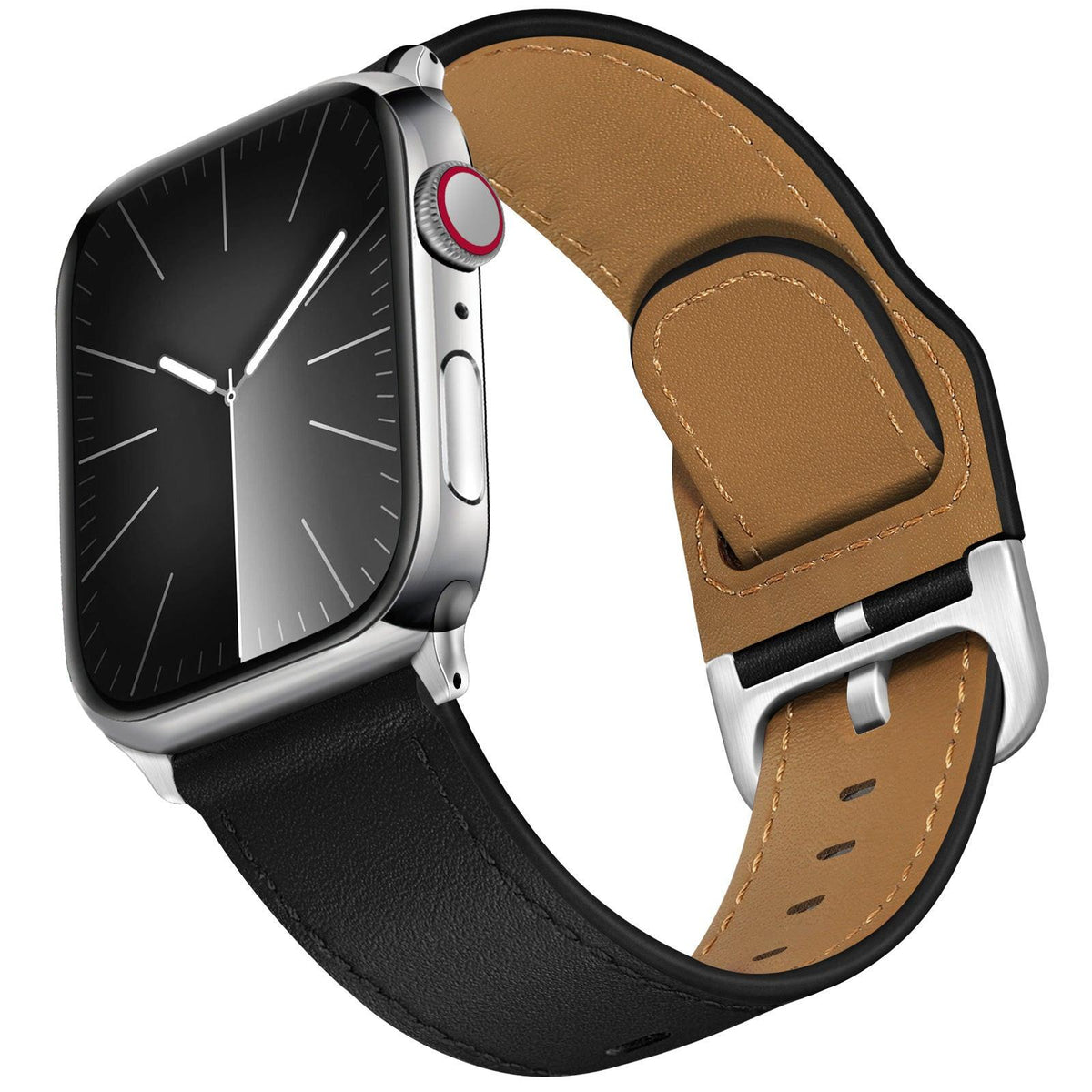 iBandGear Stellar Leather Band for Apple Watch - Black Silver