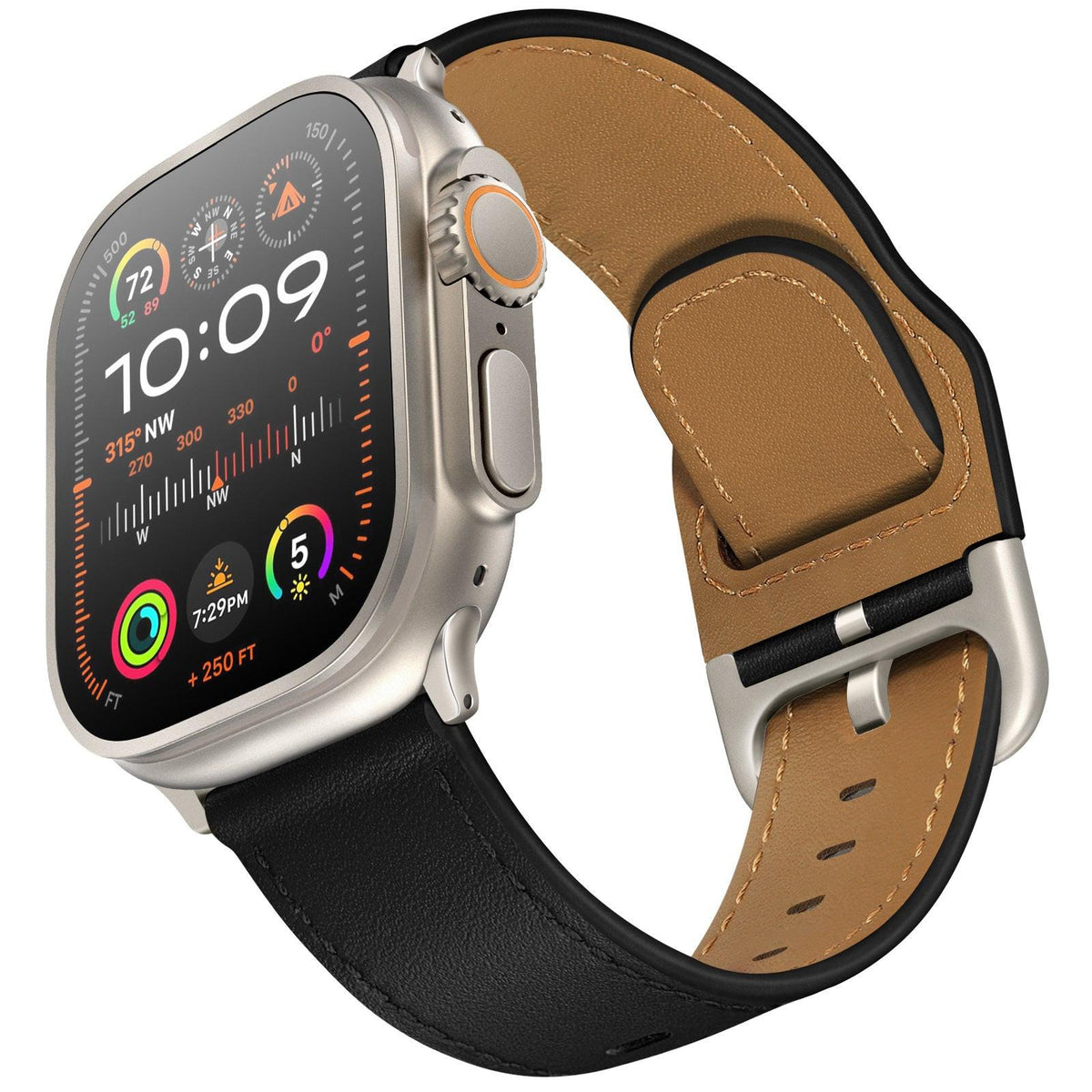 iBandGear Stellar Leather Band for Apple Watch - Black Titanium