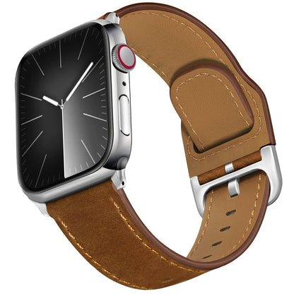 iBandGear Stellar Leather Band for Apple Watch - Red Brown Silver
