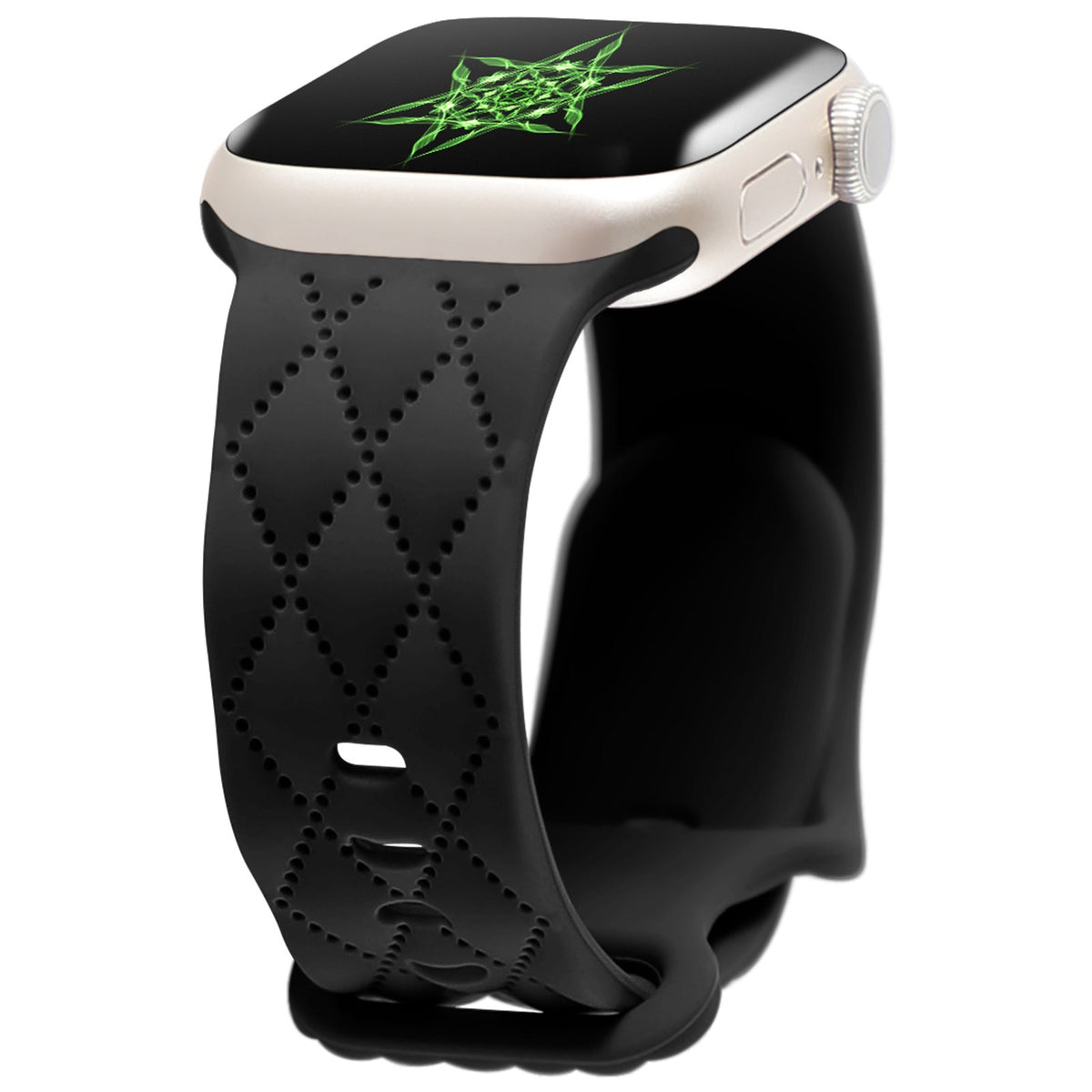 iBandGear Stitch-Pattern Silicone Band for Apple Watch – Textured Minimal Style - Black