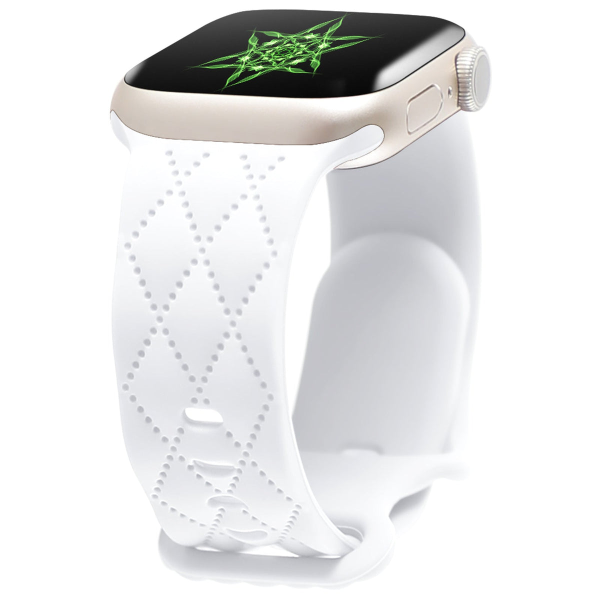 iBandGear Stitch-Pattern Silicone Band for Apple Watch – Textured Minimal Style - White