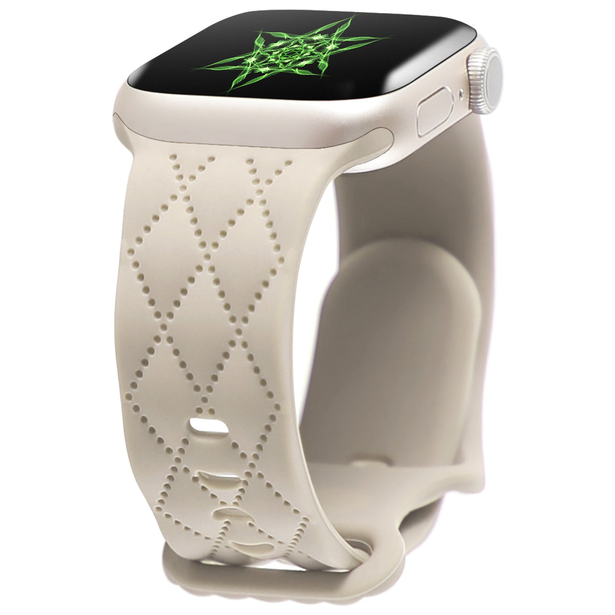 iBandGear Stitch-Pattern Silicone Band for Apple Watch – Textured Minimal Style - Starlight