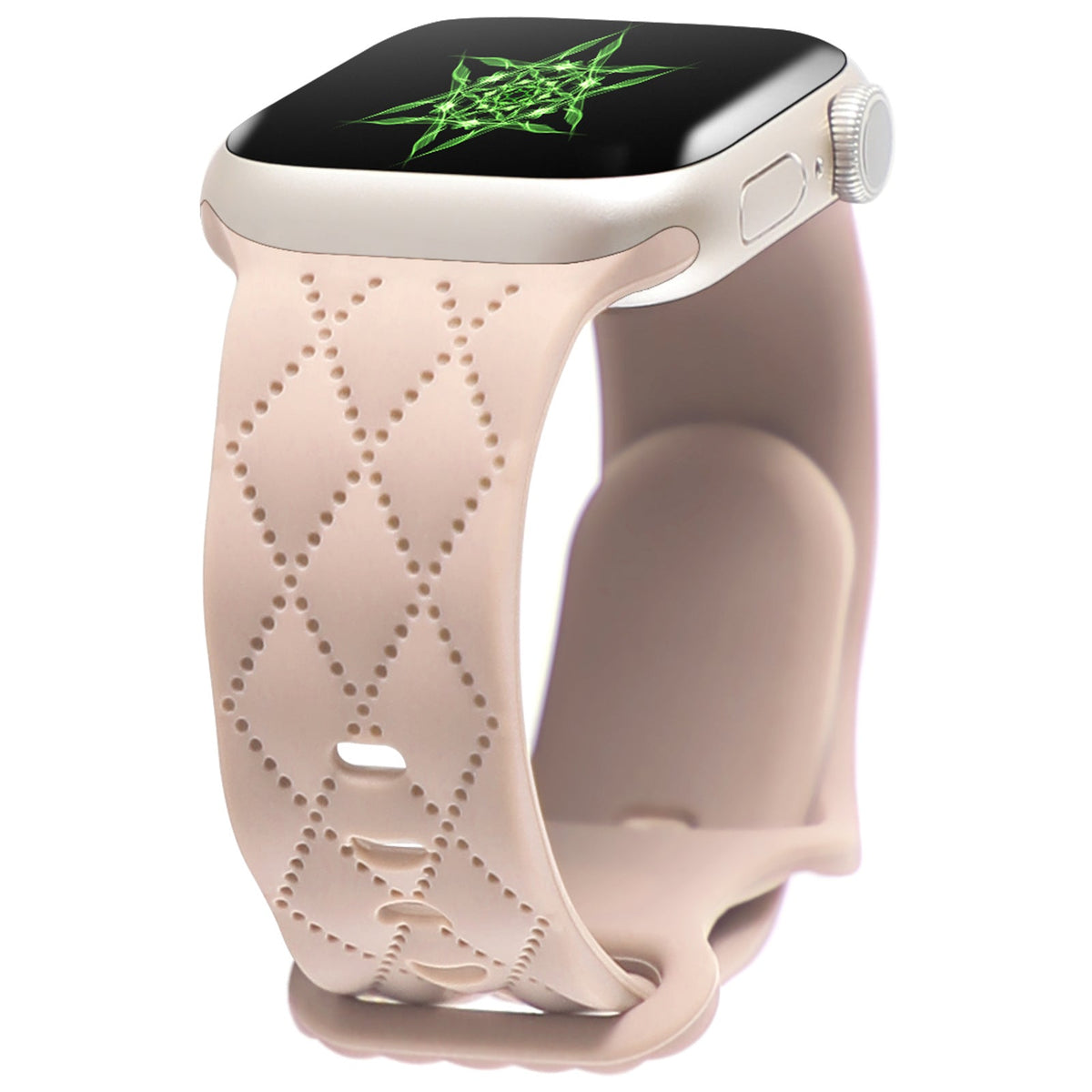 iBandGear Stitch-Pattern Silicone Band for Apple Watch – Textured Minimal Style - Sand Pink