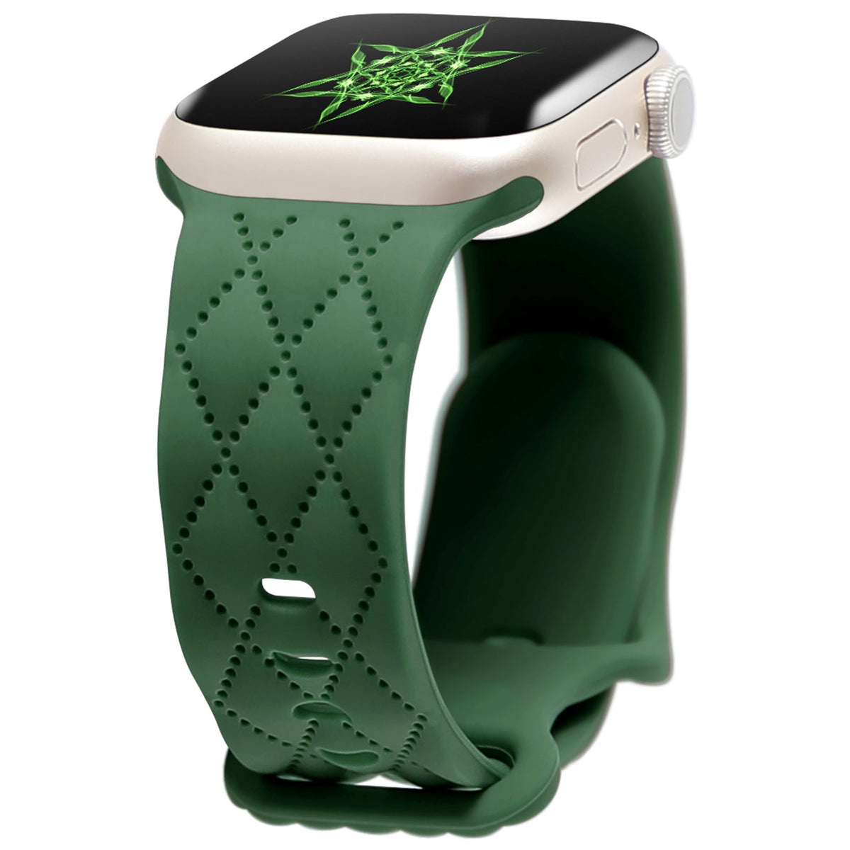 iBandGear Stitch-Pattern Silicone Band for Apple Watch – Textured Minimal Style - Green