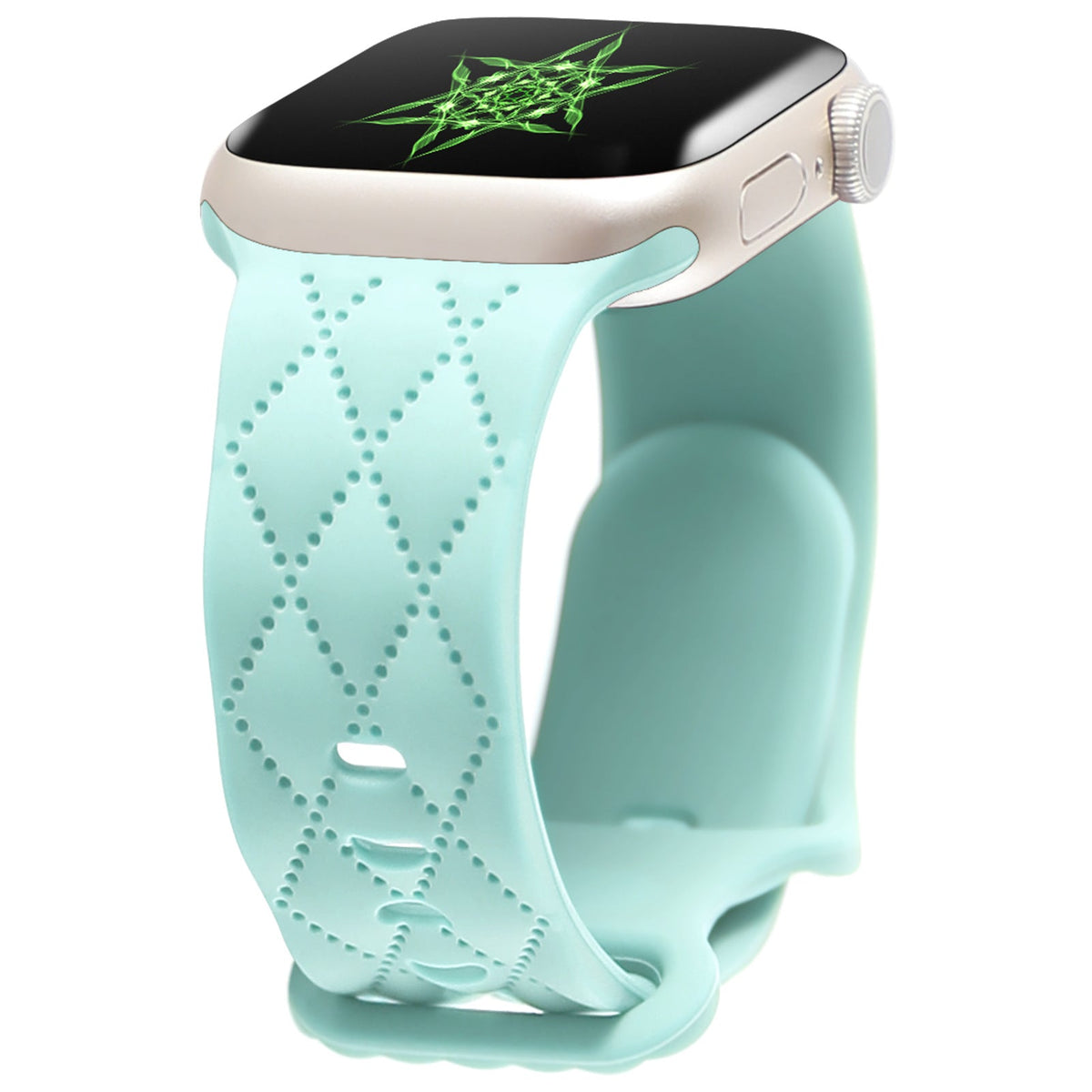 iBandGear Stitch-Pattern Silicone Band for Apple Watch – Textured Minimal Style - Light Green