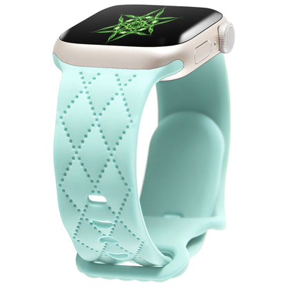 iBandGear Stitch-Pattern Silicone Band for Apple Watch – Textured Minimal Style - Light Green
