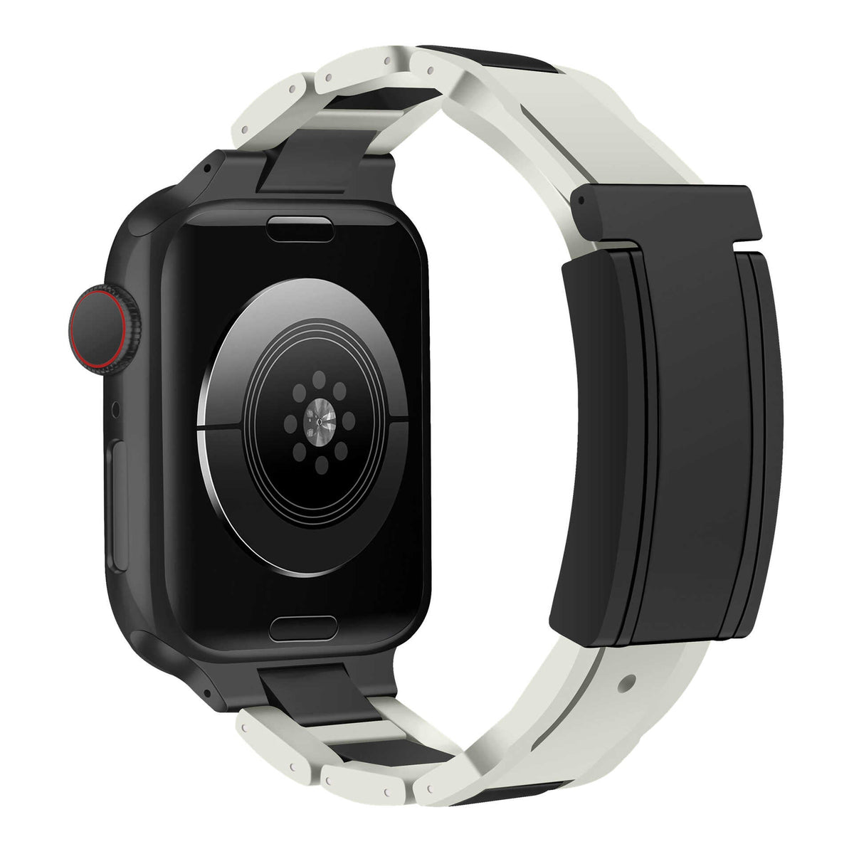 iBandGear T-Lock Magnetic Rubber Band for Apple Watch - White-Black