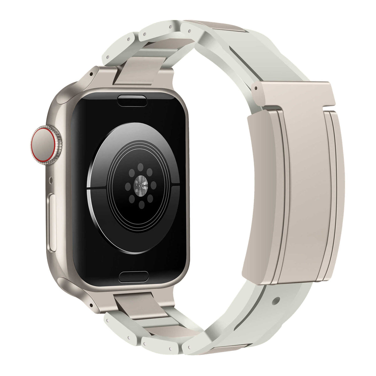 iBandGear T-Lock Magnetic Rubber Band for Apple Watch - White-Starlight