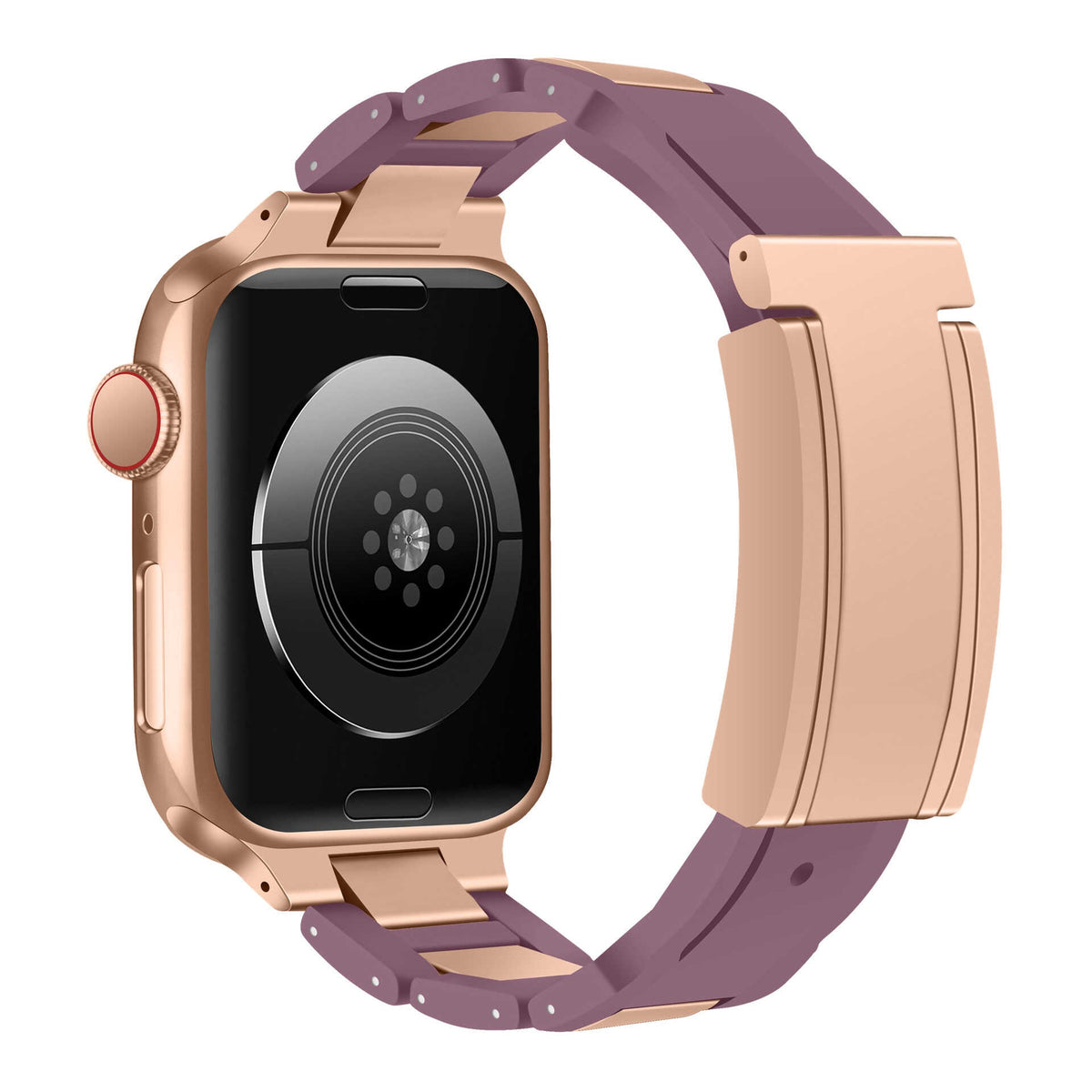 iBandGear T-Lock Magnetic Rubber Band for Apple Watch - Smoky Purple-Rose Gold