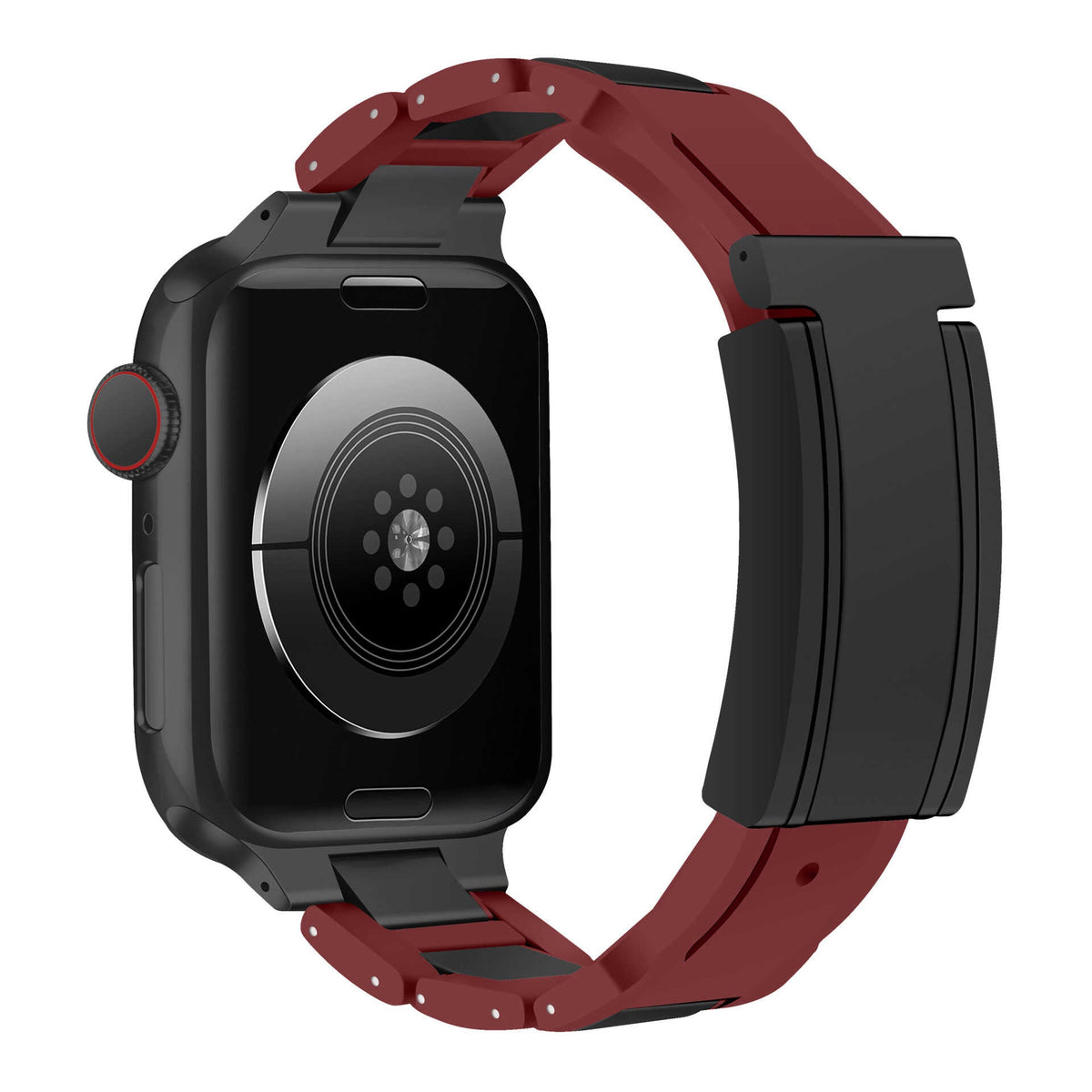 iBandGear T-Lock Magnetic Rubber Band for Apple Watch - Burgundy-Black
