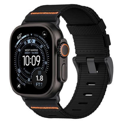 iBandGear Tactical Nylon Band for Apple Watch – Durable Sport Strap - Black - Orange