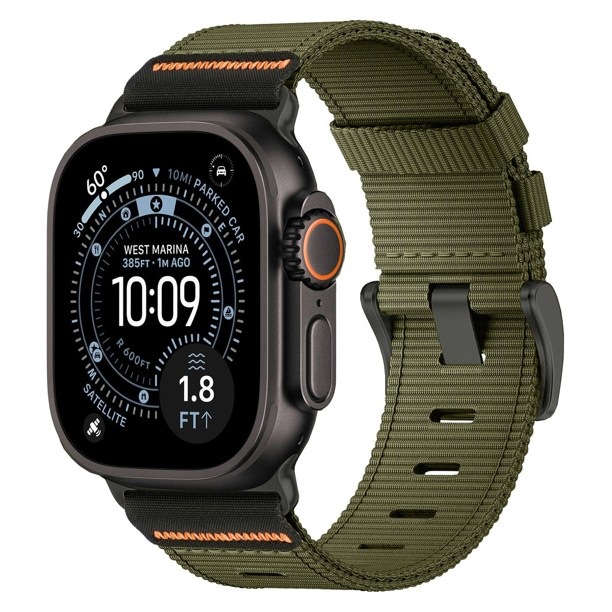 iBandGear Tactical Nylon Band for Apple Watch – Durable Sport Strap - Army Green