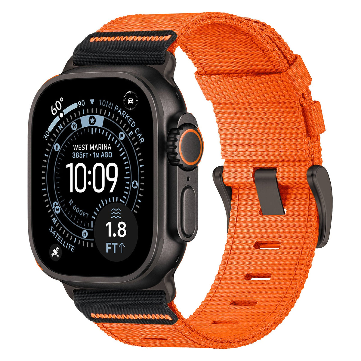 iBandGear Tactical Nylon Band for Apple Watch – Durable Sport Strap - Orange