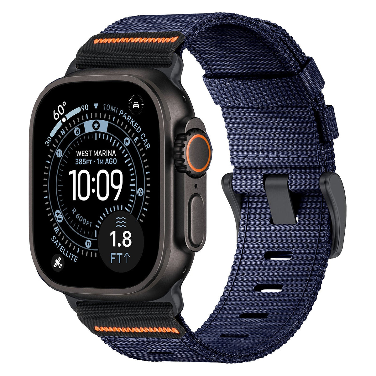 iBandGear Tactical Nylon Band for Apple Watch – Durable Sport Strap - Midnight Blue