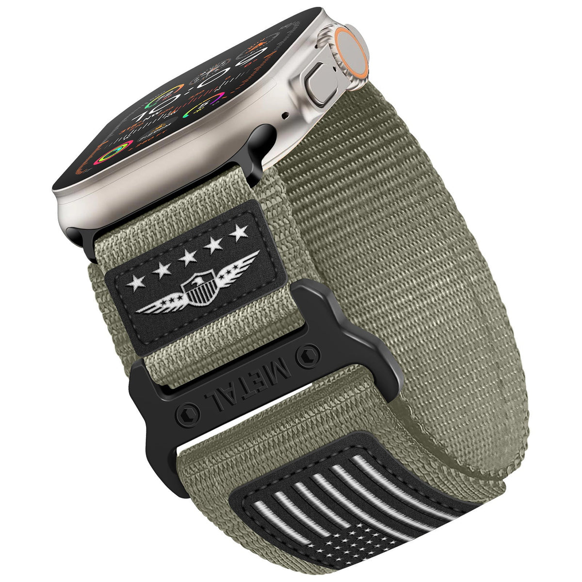 iBandGear Tactical Nylon Band for Apple Watch Ultra – Rugged Outdoor Sport Strap - Gray
