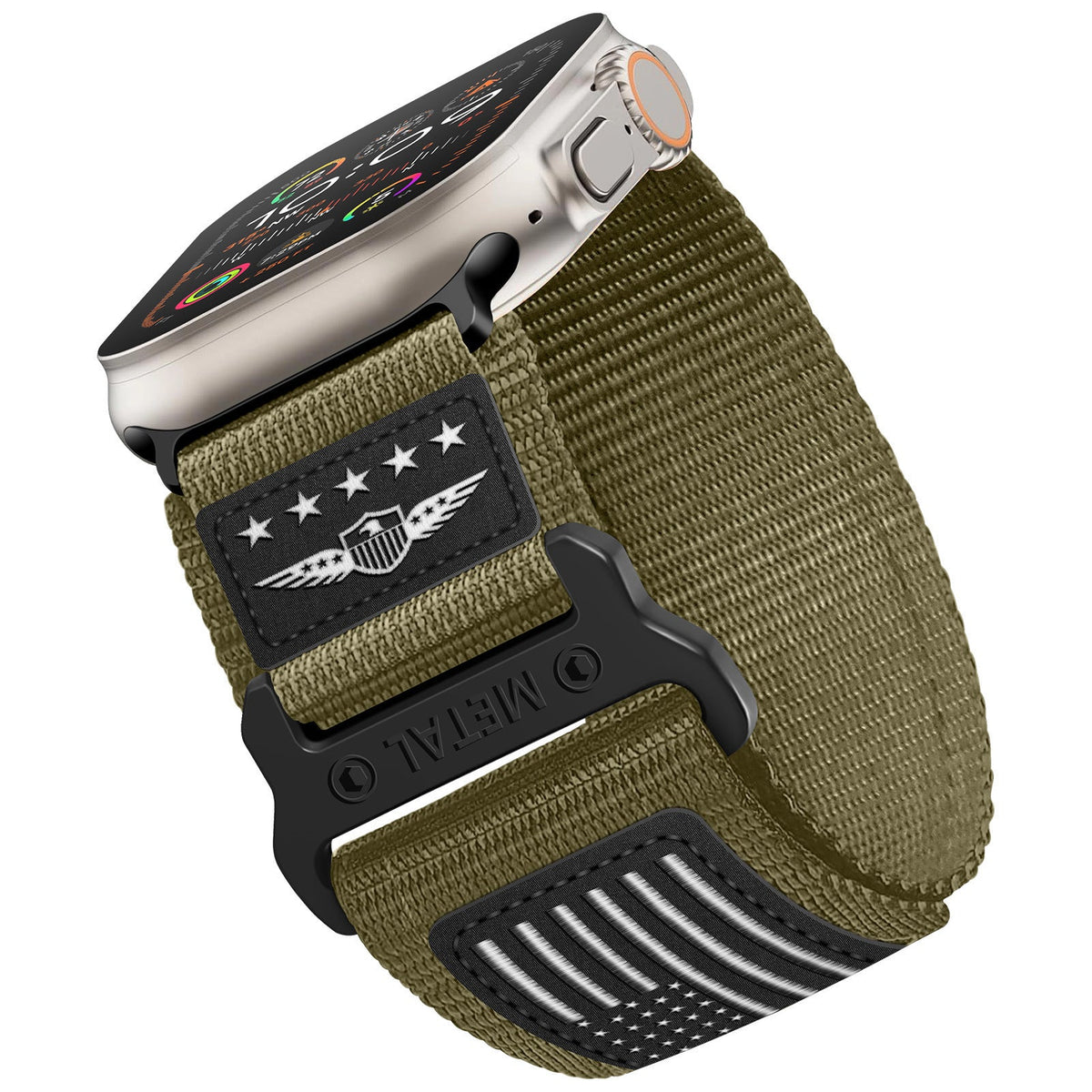 iBandGear Tactical Nylon Band for Apple Watch Ultra – Rugged Outdoor Sport Strap - Green