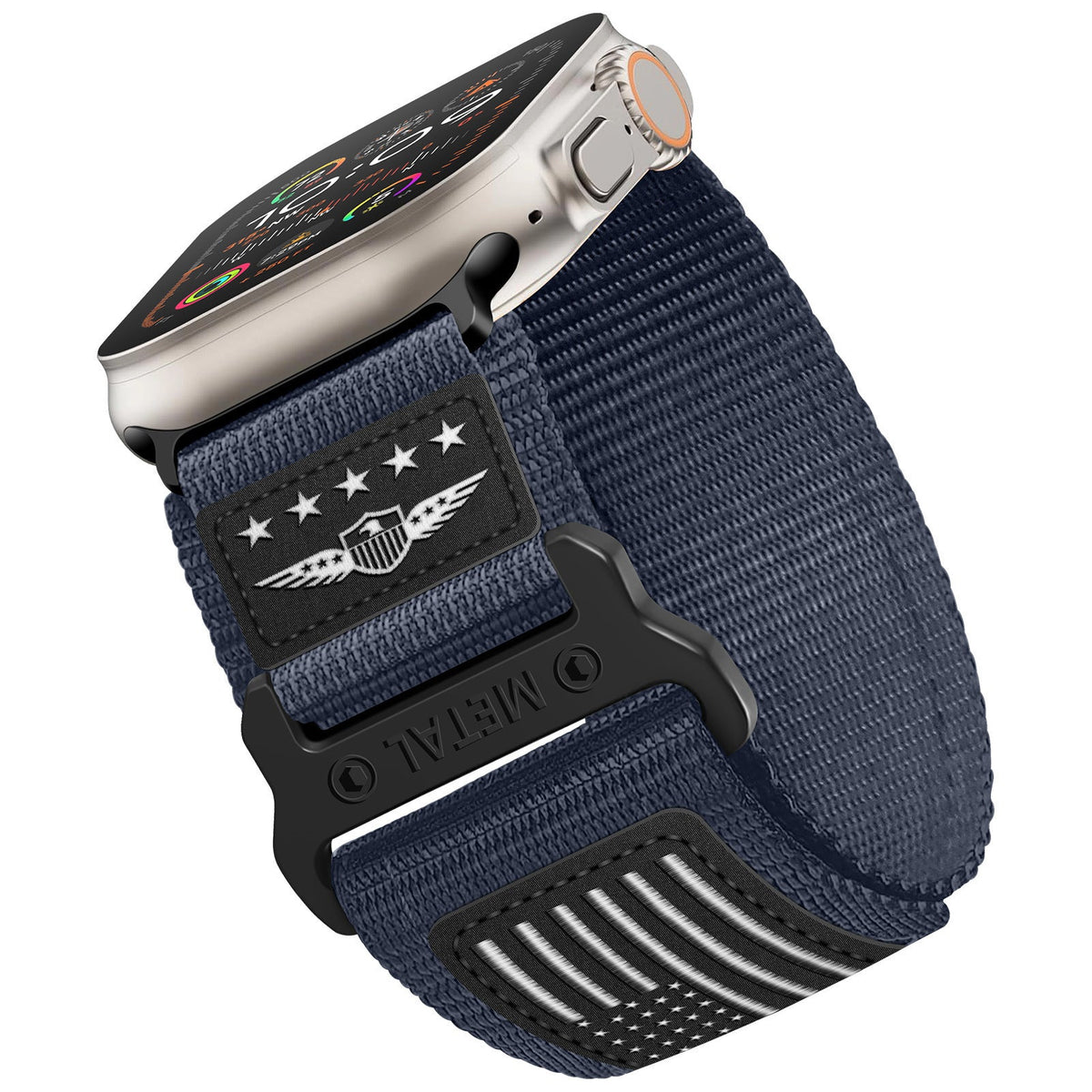 iBandGear Tactical Nylon Band for Apple Watch Ultra – Rugged Outdoor Sport Strap - Blue
